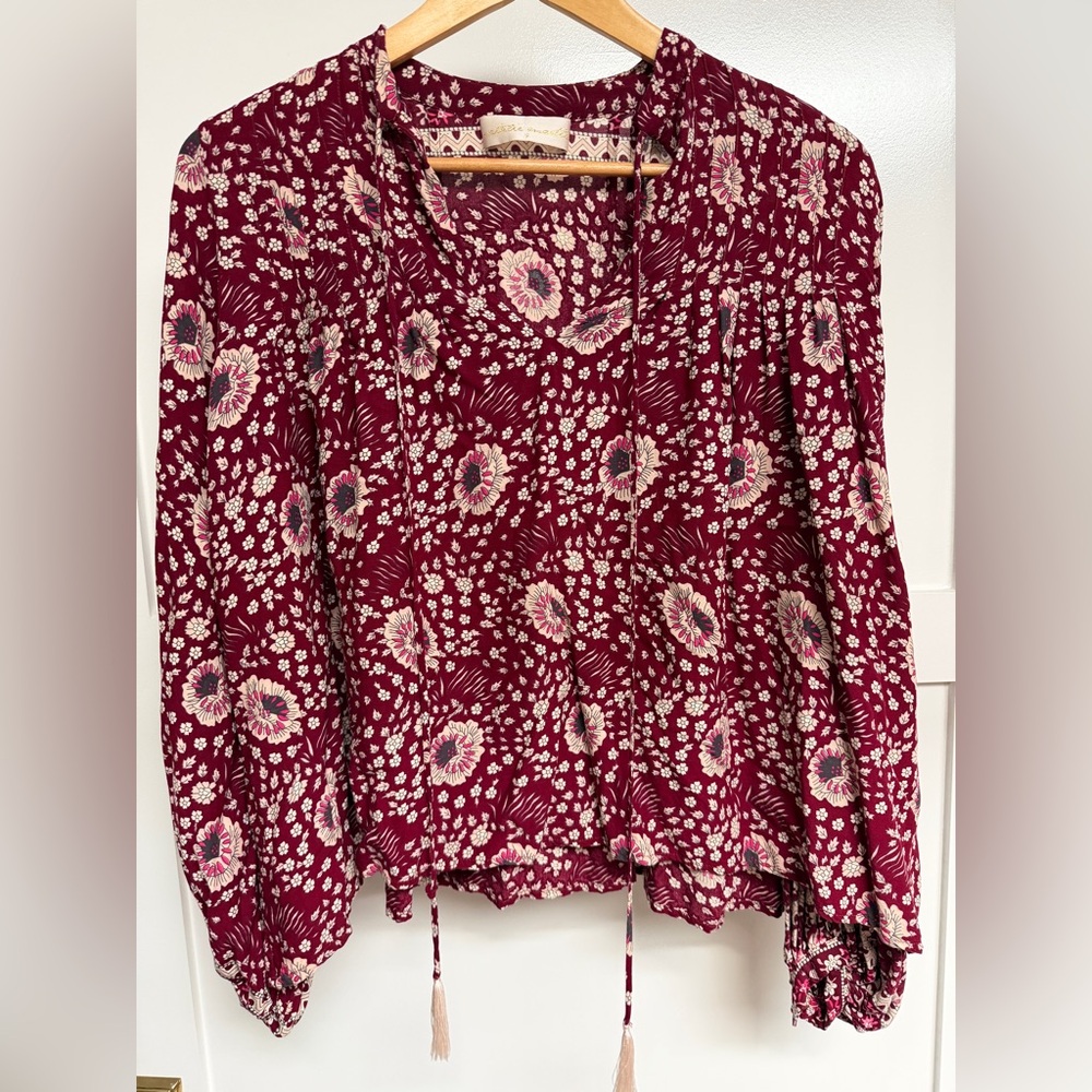 Natalie Martin Burgundy Floral Blouse